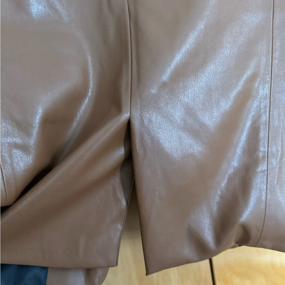 Zara Brown Faux Leather Blazer - Picture 13 of 13